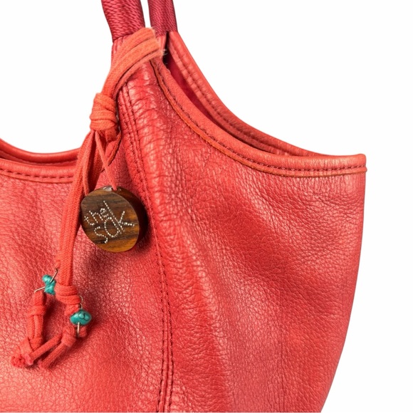 The Sak Boho Medium Red Leather Hobo Tote Bag Shoulder Purse - Picture 2 of 10